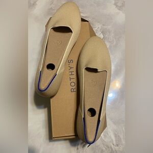 Rothy's The Lounge Loafers Sand Stone and Blue Line Women's Flats & Loafers.